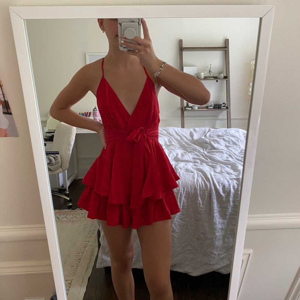 Red Princess Polly Romper